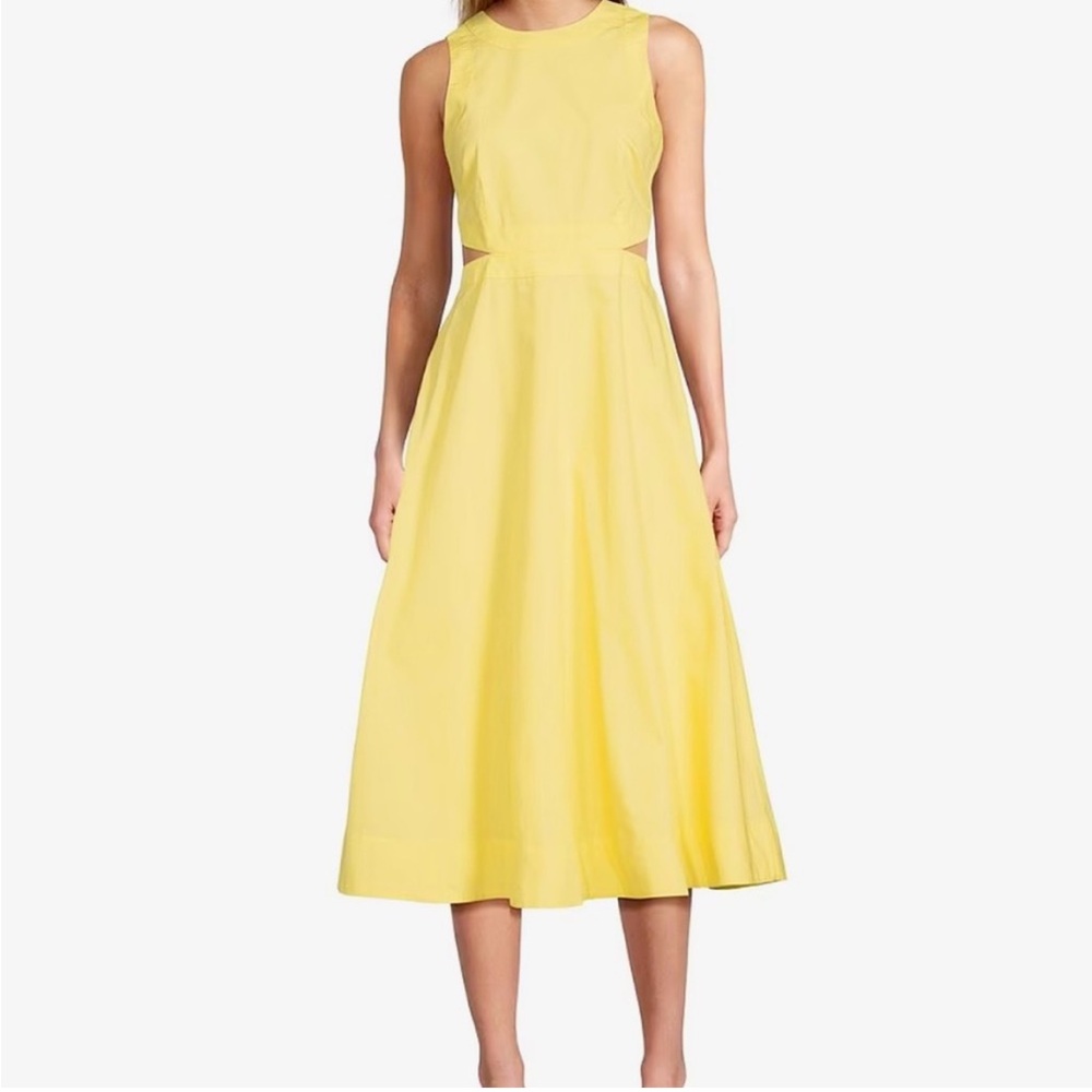 A Loves A Yellow Midi Cut Out Wedding Guest Dress